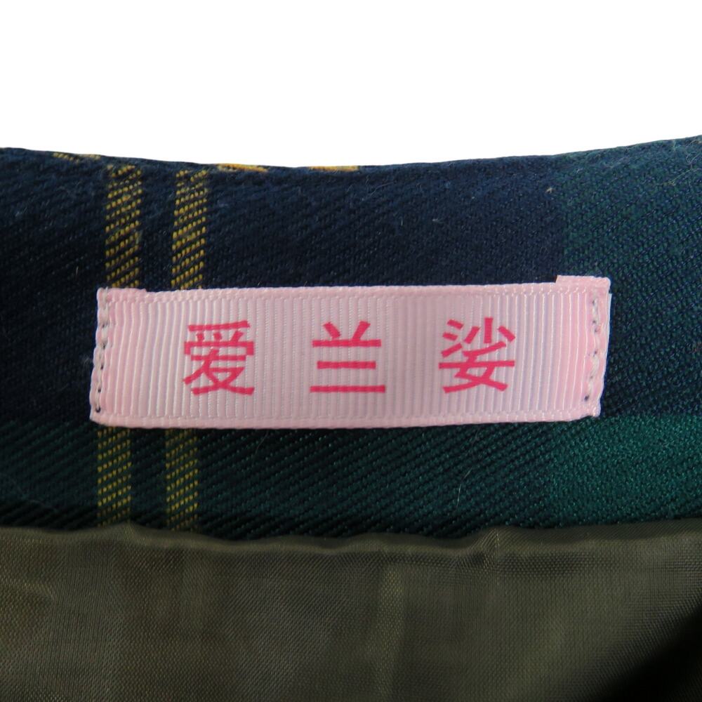 Cider Navy Green & Yellow Plaid Flared Mini Skirt Preppy 30" School Girl - Picture 5 of 5